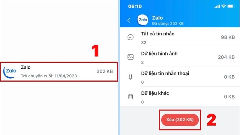 Xóa dữ liệu Zalo trên iPhone, iPad đối với tin nhắn, hình ảnh, video