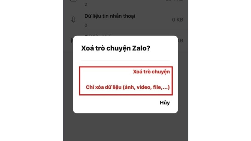 Xóa dữ liệu Zalo trên iPhone, iPad đối với tin nhắn, hình ảnh, video