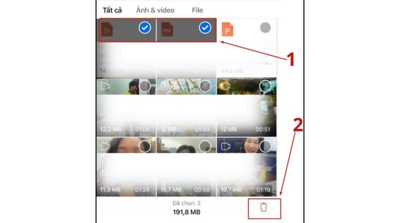 Cách 2: Xóa ảnh và video trong mục quản lý dữ liệu Zalo