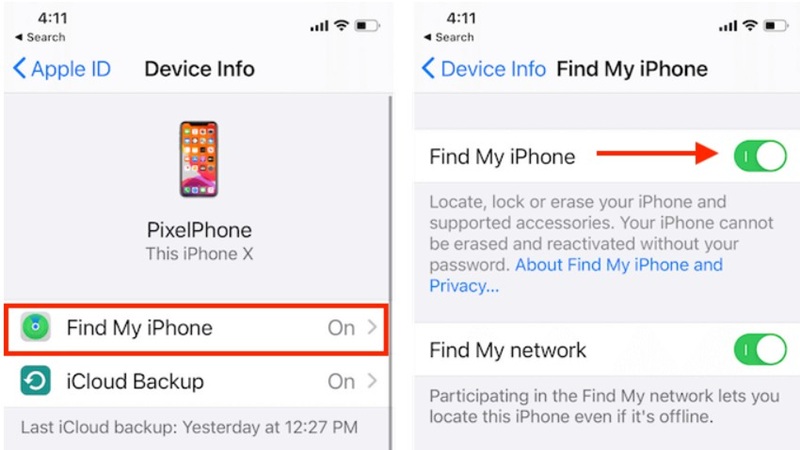 Cách bật Find My iPhone
