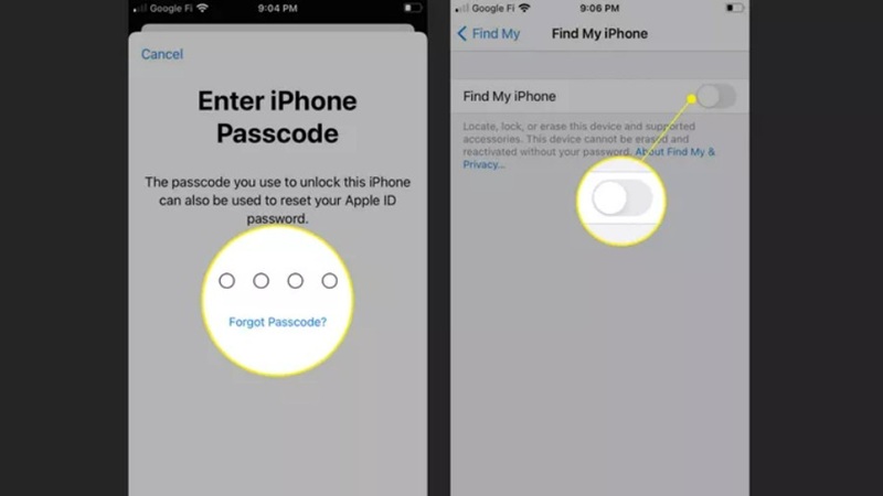 Hủy Find My iPhone từ iPhone của bạn