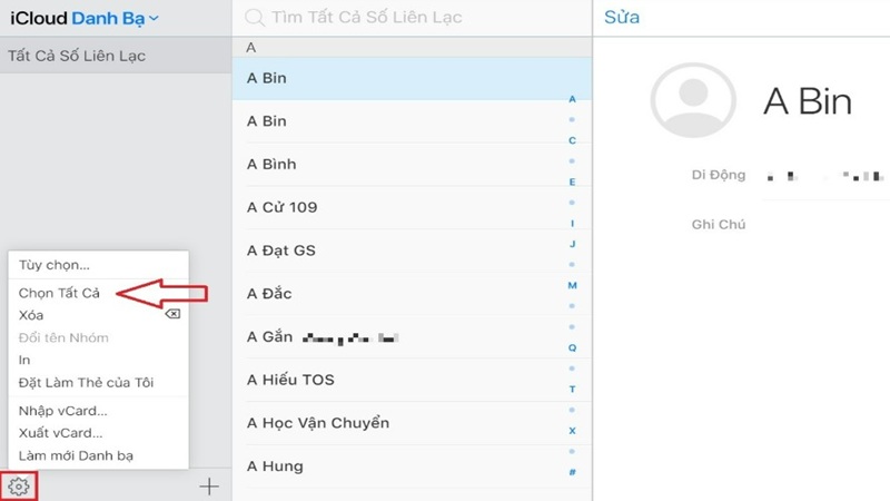 Xóa tất cả danh bạ iPhone bằng iCloud