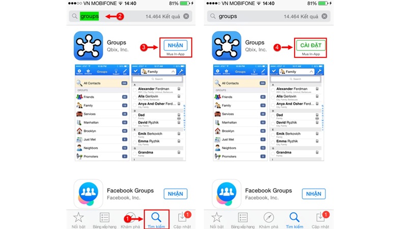 Xóa danh bạ với Groups