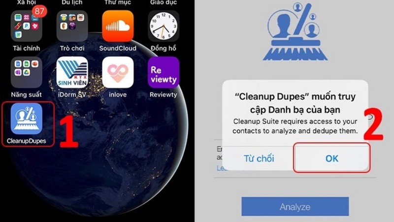 Xóa danh bạ iPhone bằng Cleanup Duplicate Contacts