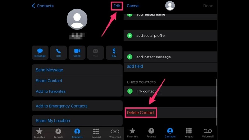 Xóa một liên hệ bất kỳ trong danh bạ iPhone