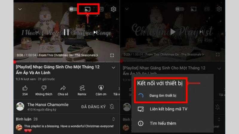 Cách chiếu màn hình điện thoại lên Tivi qua Youtube