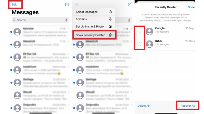 Cách khôi phục tin nhắn iMessage đã xóa từ thư mục “Đã xóa gần đây”