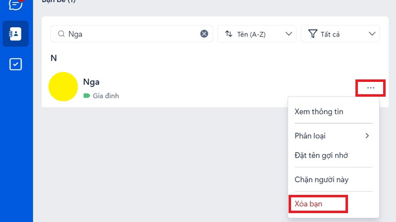 Cách xóa bạn Zalo nhanh trên máy tính