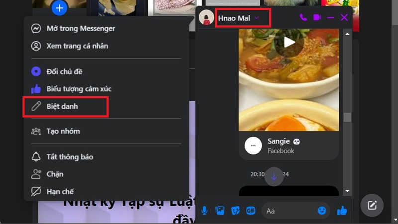 Đặt biệt danh trong Messenger