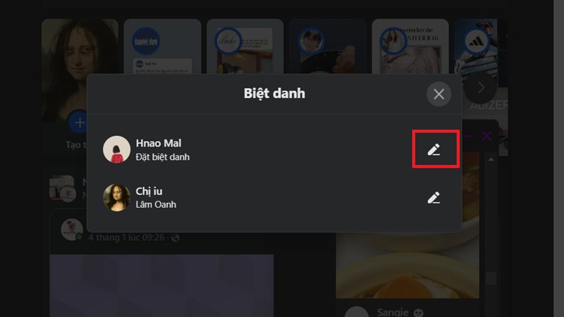 Đặt biệt danh trong Messenger