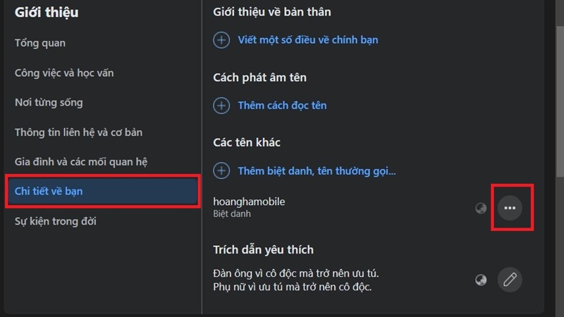 Cách xóa biệt danh Facebook trên máy tính