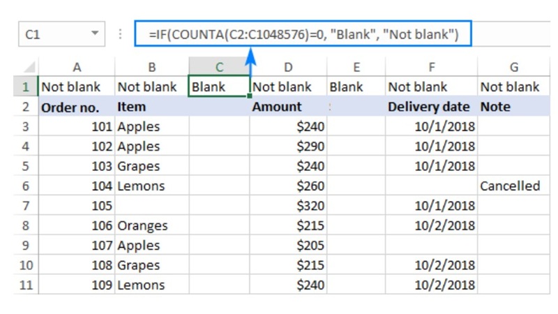 Cách xóa cột trong Excel 2007 bằng công thức