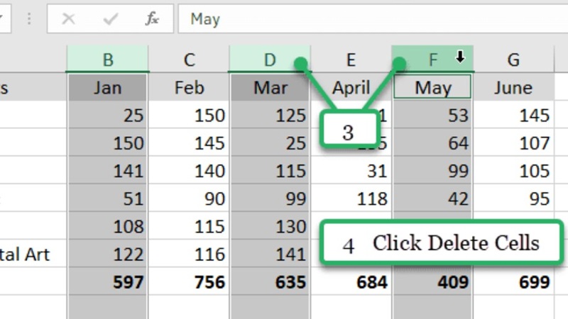 Cách xóa cột trong Excel 2007 với các cột không liền kề