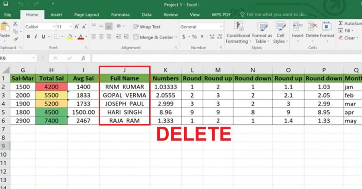 Cách xóa cột trong Excel 2007, 2013, 2003 kèm ví dụ minh hoạ