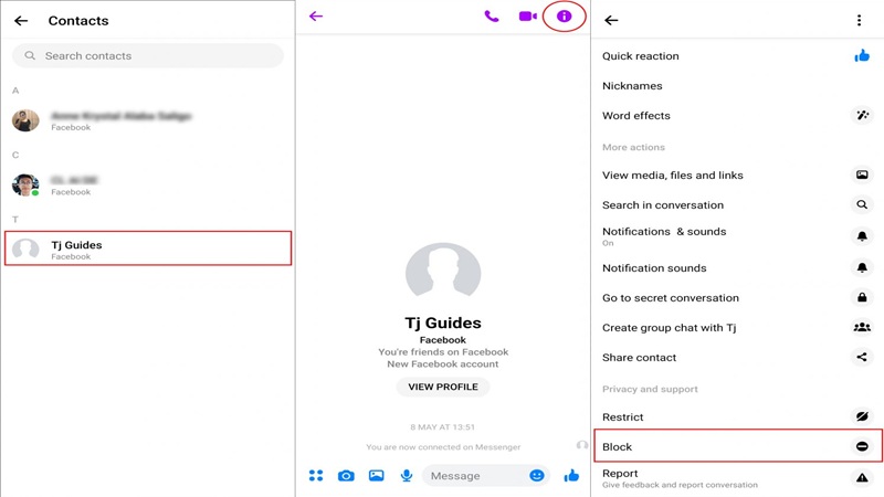 Cách xóa ai đó khỏi danh sách bạn bè của bạn trong Messenger bằng cách chặn