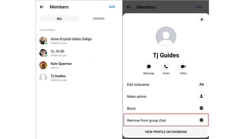 Cách xóa danh bạ Messenger trong trò chuyện nhóm 