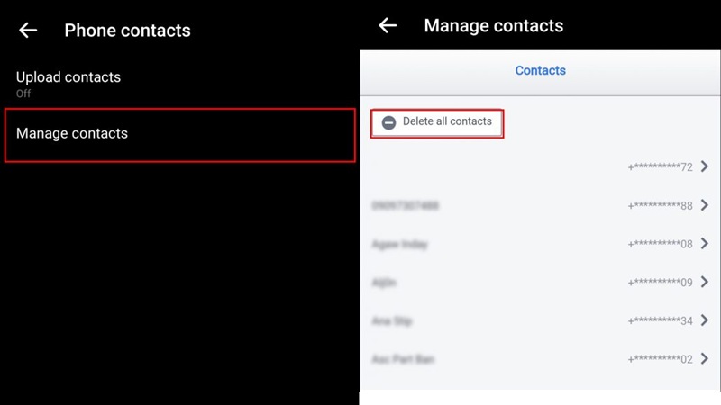 Cách xóa danh bạ điện thoại trên Messenger