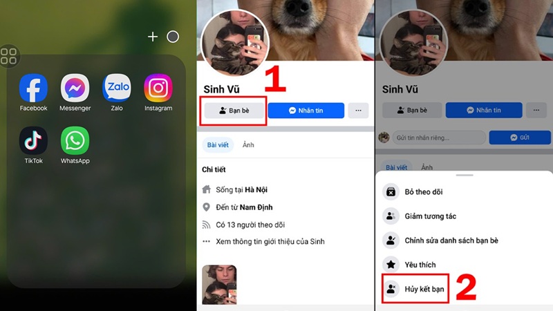 Cách 2. Thực hiện trên ứng dụng Facebook dành cho điện thoại