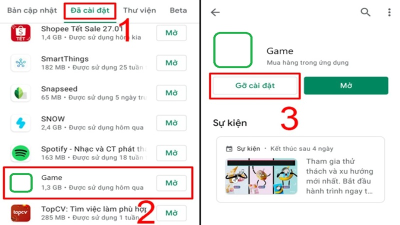 Cách xóa dữ liệu game trên Android bằng cách gỡ cài đặt