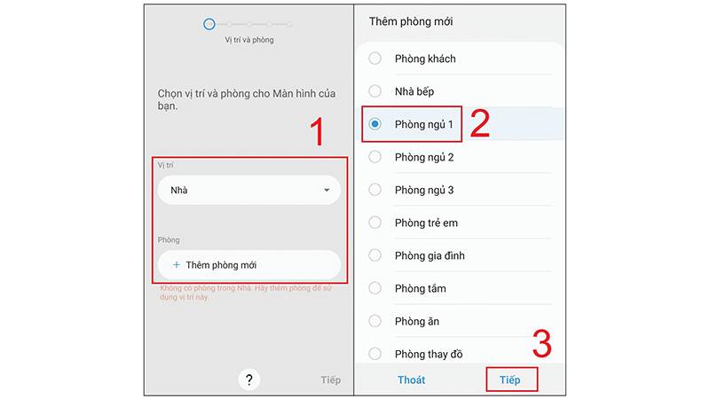 Chọn vị trí và kết nối với tivi Samsung
