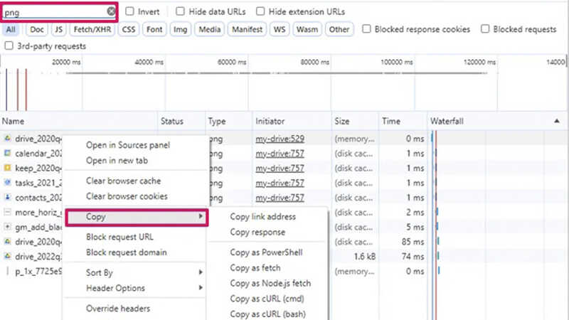 Trong mục Filter, nhập định dạng file cần tải