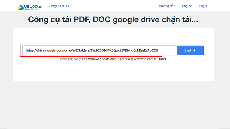 Sử dụng trang web urlgd.com/vi/download-pdf để tải file PDF bị chặn