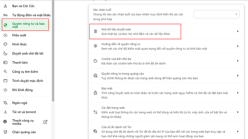 Xóa dữ liệu và bộ nhớ cache trong trình duyệt trước khi tải file PDF bị chặn