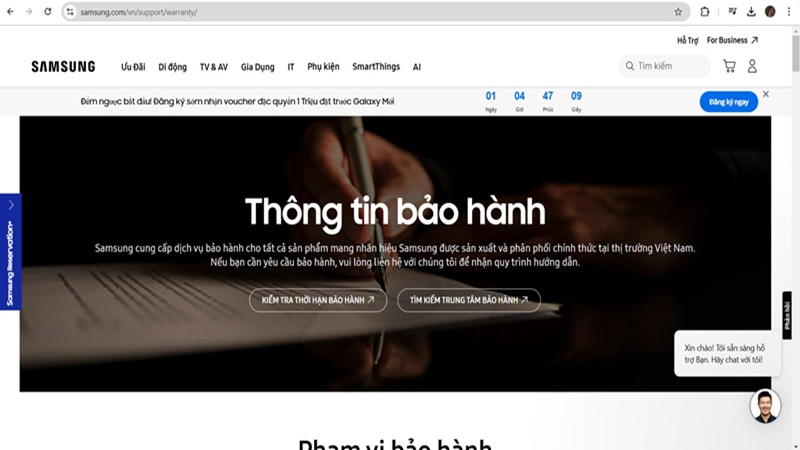 Tra cứu qua website Samsung