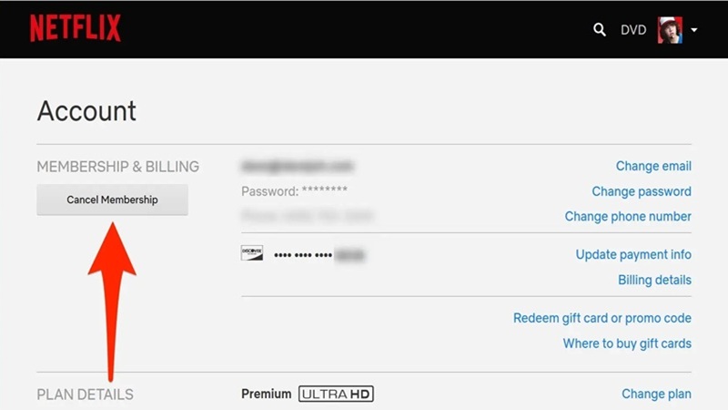 Xóa tài khoản Netflix của bạn trên Web