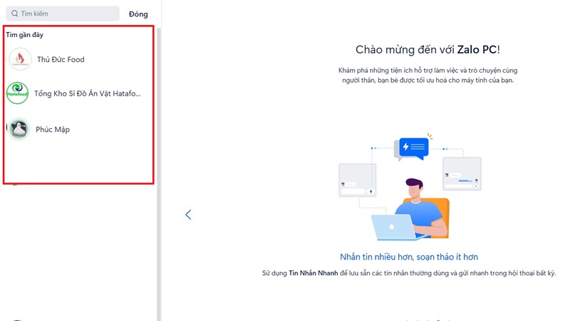 Cách 2. Kiểm tra lịch sử tìm kiếm Zalo trên điện máy tính