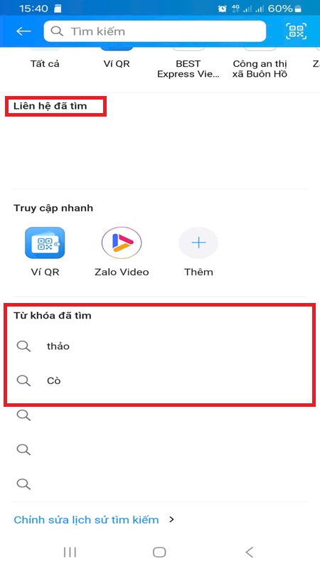 Hướng dẫn xem lịch sử tìm kiếm Zalo