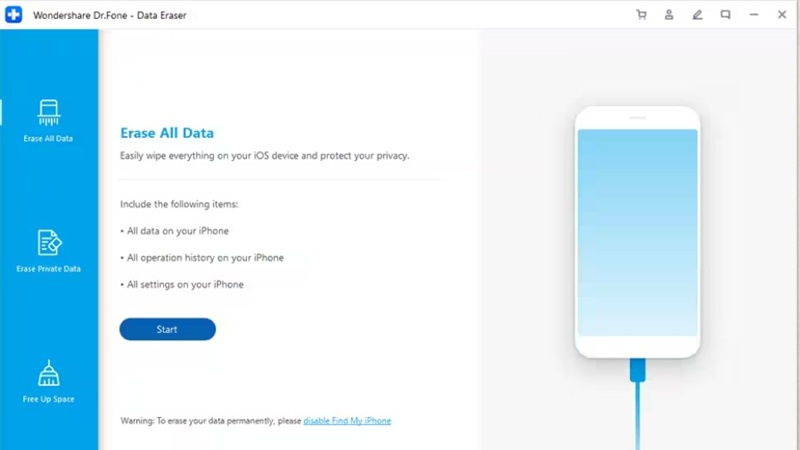Xóa tin nhắn iPhone bằng Dr.Fone - Data Eraser (iOS)
