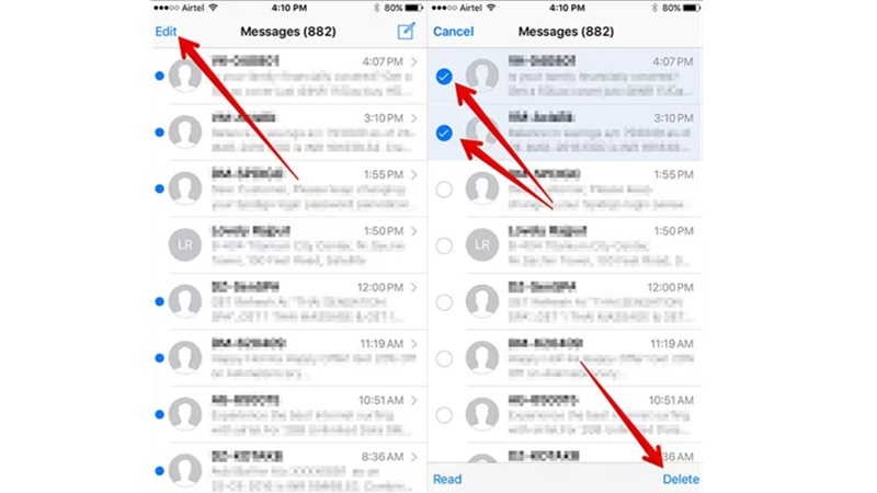 Xóa tin nhắn trên iPhone thủ công