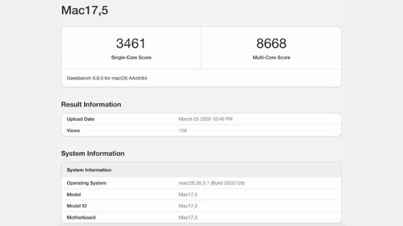 hiệu năng đầu tiên của MacBook Neo