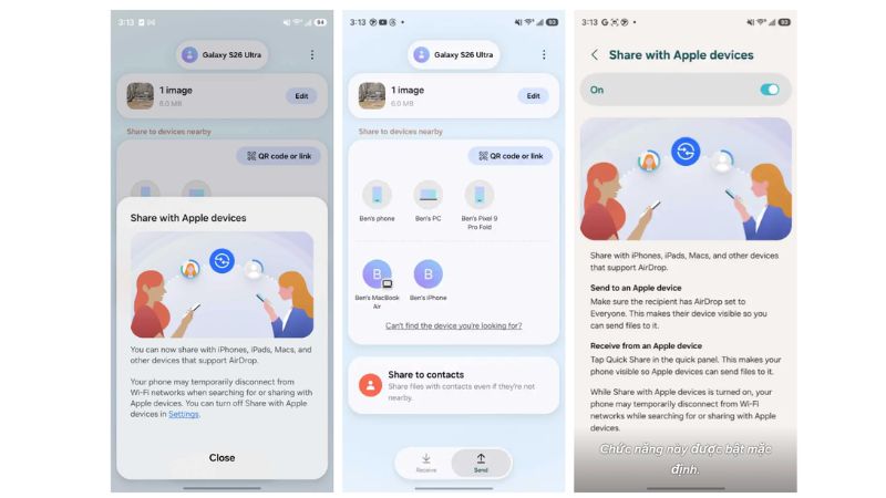 AirDrop trên Galaxy S26