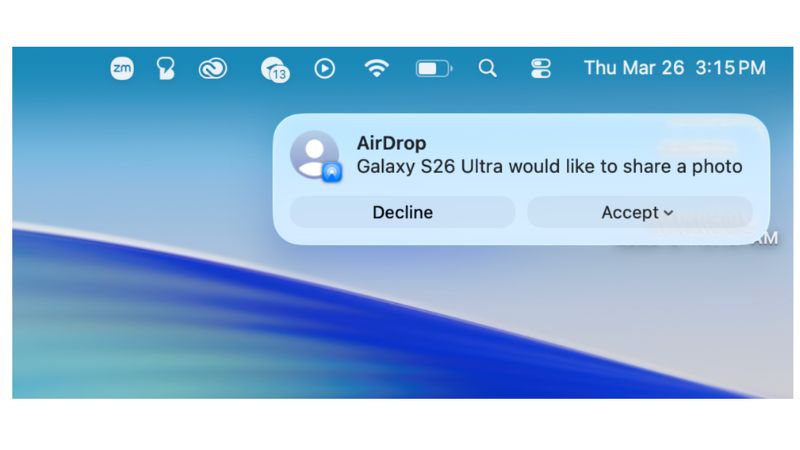 AirDrop trên Galaxy S26
