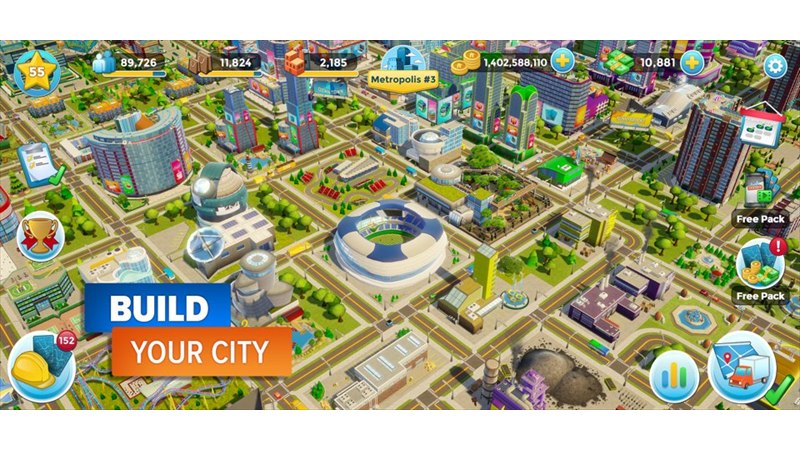 Giao diện xây dựng thành phố trong game Citytopia
