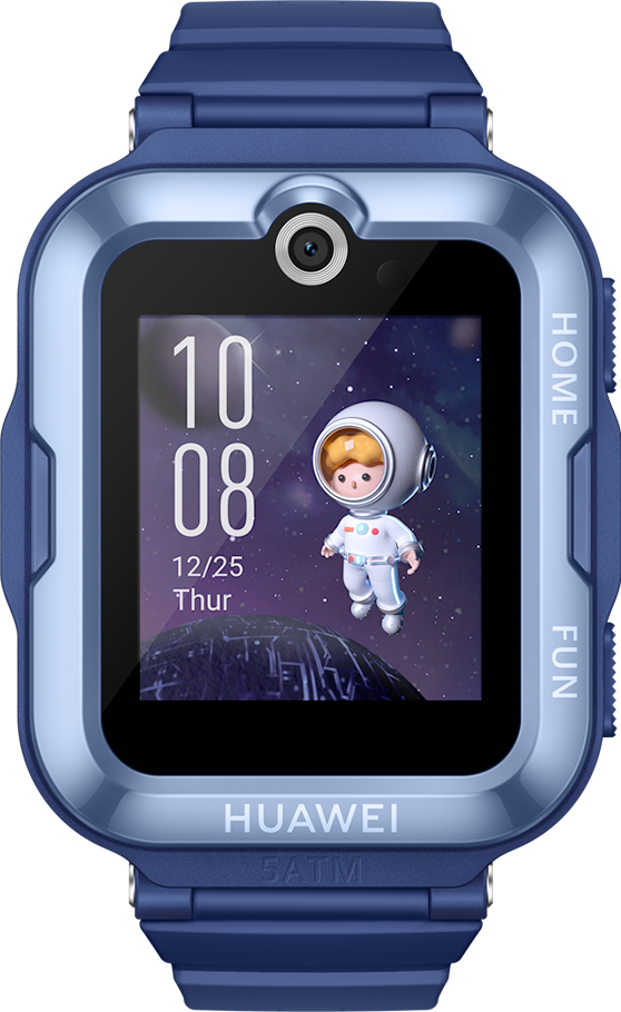 Thiết kế Huawei Watch Kids 4 Pro màu Xanh với camera và nút HOME FUN