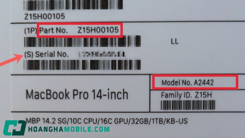 cách tìm part number trên thiết bị