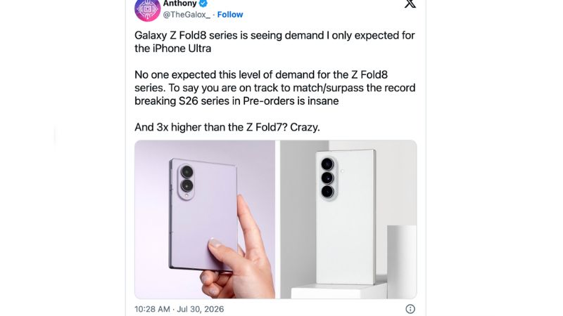 Galaxy Z Fold 8 nhận được nhiều đơn đặt trước