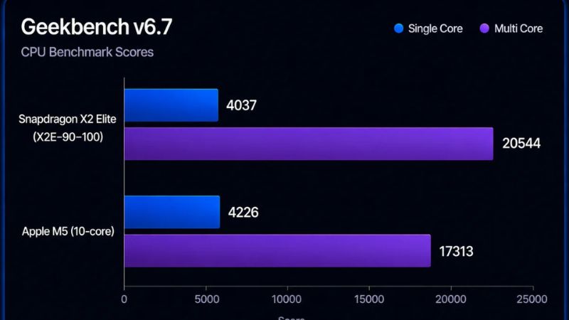 So sánh Snapdragon X2 Elite và Apple M5
