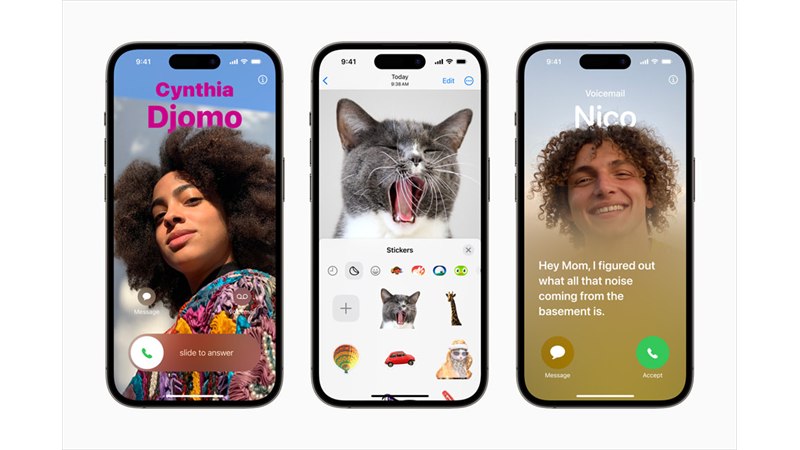 Ba iPhone hiển thị các tính năng liên lạc mới trên iOS 17