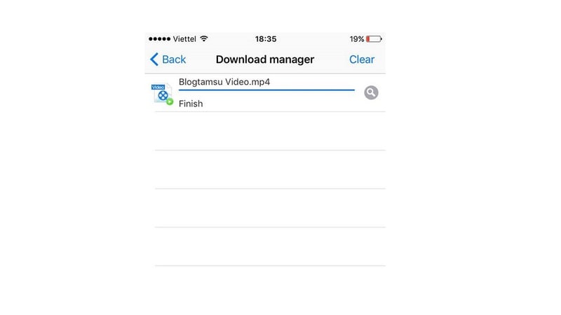 Video đã tải trong Download manager của FileMaster