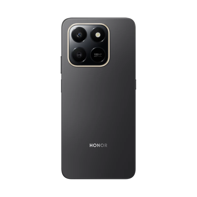 HONOR X7d 5G màu đen nhìn mặt trước và mặt sau