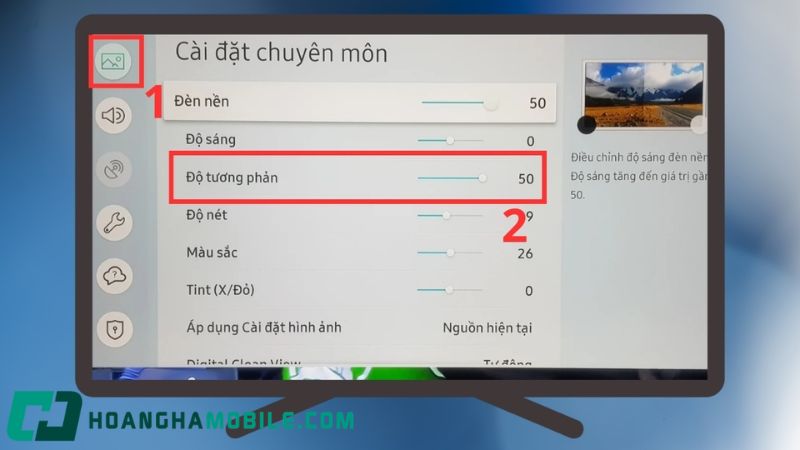 Bấm nút Menu trên điều khiển để kiểm tra tivi bị mất màu