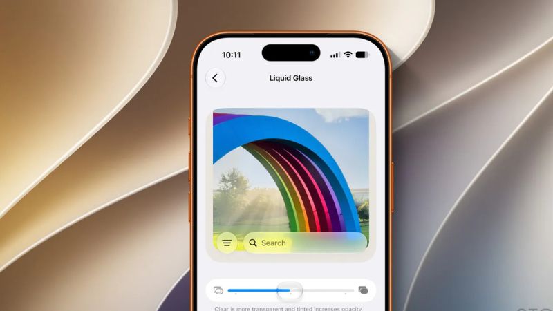 Thanh trượt điều chỉnh độ trong suốt Liquid Glass trên iOS 27