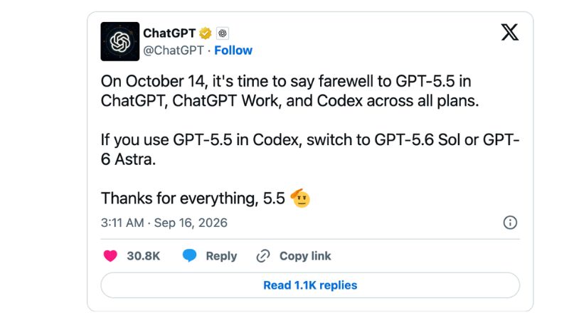 OpenAI sẽ ngừng hỗ trợ GPT-5.5