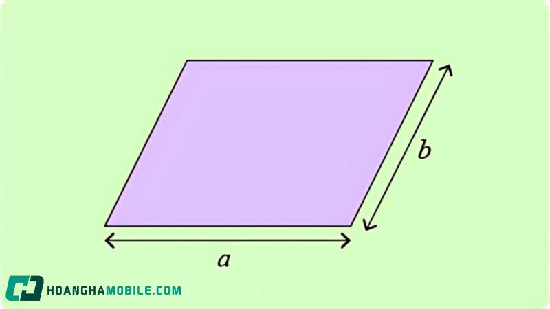 chu vi hình bình hành và công thức P = 2 × (a + b)
