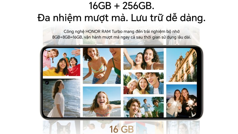 HONOR X7d 5G với 8GB RAM cộng 8GB RAM mở rộng và 256GB bộ nhớ