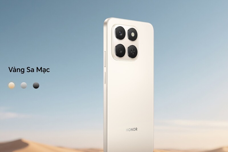 HONOR X7d 5G màu vàng sa mạc nhìn từ mặt lưng